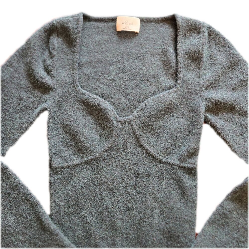 NWOT Aritzia WILFRED Forest Green Knit Sweater 2XS
